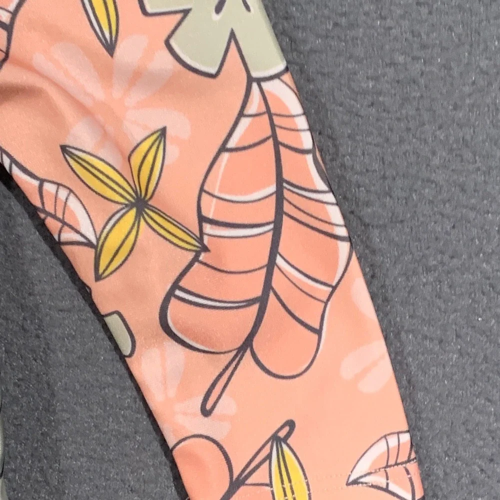 Disney Princess Moana 18M Rash Guard‎ L/S One Piece Swimsuit Sage Peach Floral
